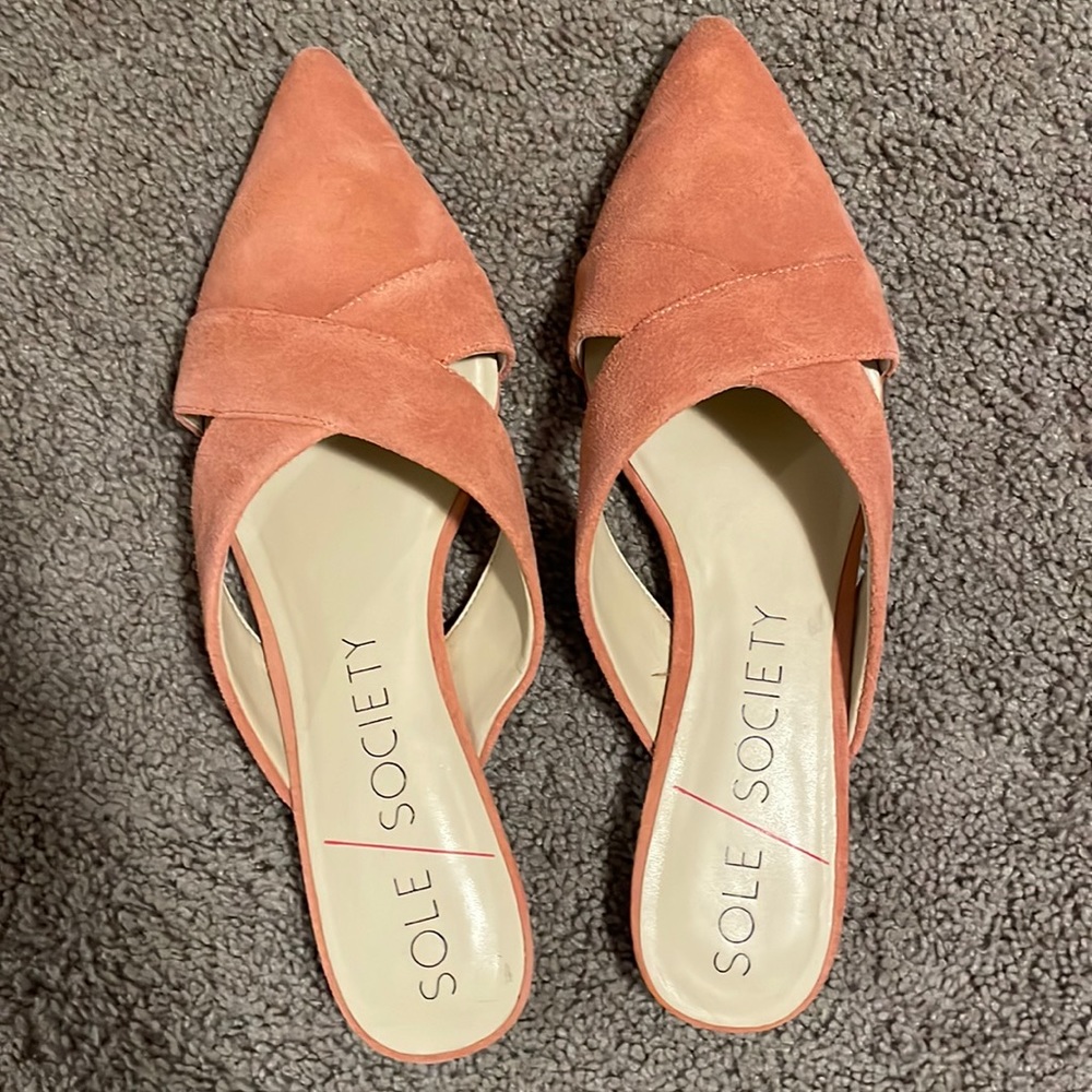 Pink Suede Pointed Flats